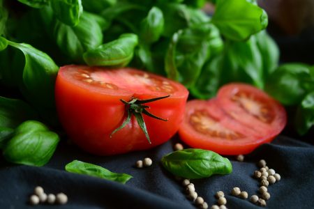 Tomatoes & Basil Free Stock Photo