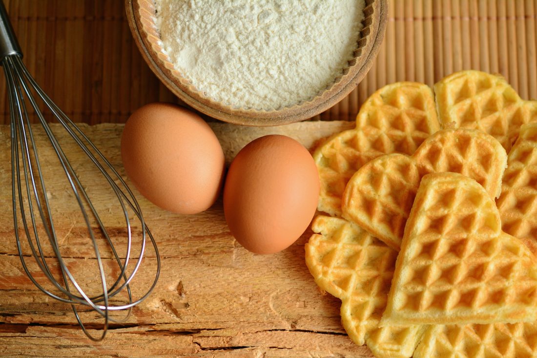 Free photo of Eggs & Waffles Breakfast