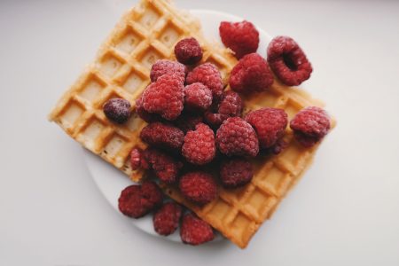 Waffles & Raspberries Free Stock Photo