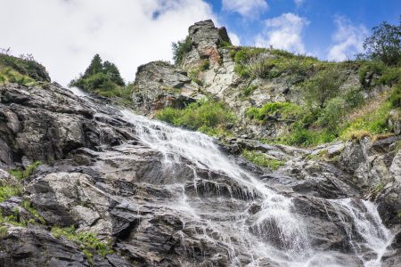 Waterfall, River & Mountains Free Stock Photo