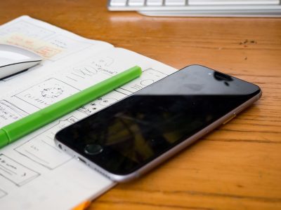 Wireframe Sketch Desk Wood Mobile Device Free Stock Photo