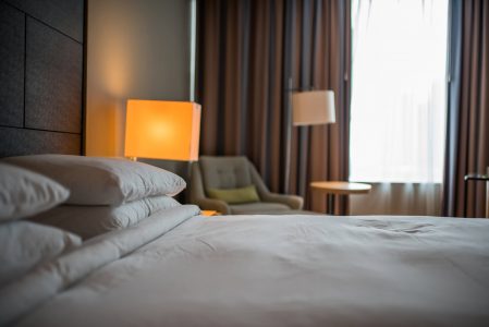 Hotel Bedroom in Evening Free Stock Photo