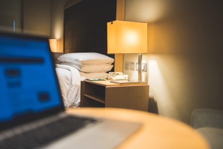 Laptop in Hotel Room Free Stock Photo