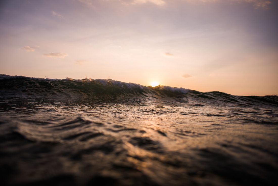 Free photo of Breaking Wave at Sunset