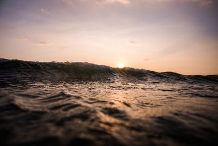Breaking Wave at Sunset Free Stock Photo