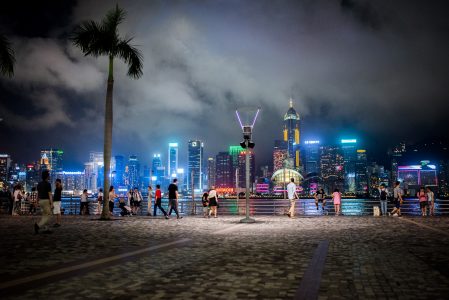 Hong Kong Skyscrapers at Night Free Stock Photo