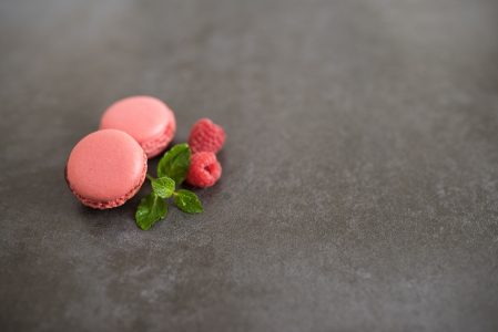 Pink Macaron & Raspberries Free Stock Photo