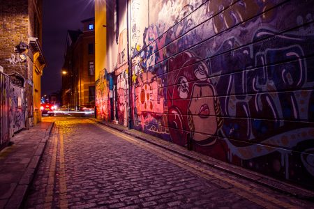 Side Street By Night Free Stock Photo