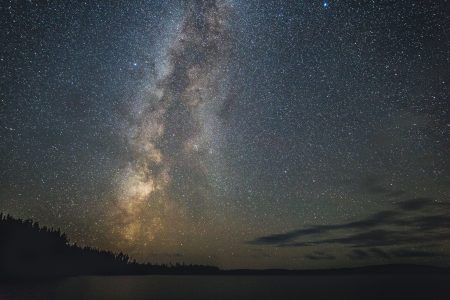 Night Sky Stars Over Lake Free Stock Photo