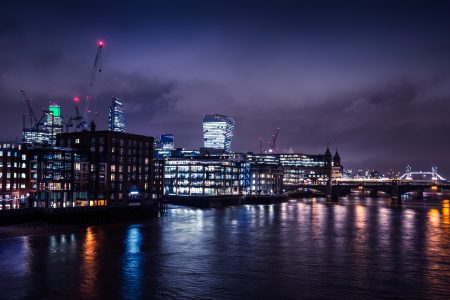 River Thames By Night Free Stock Photo
