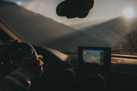 Man Driving With GPS Free Stock Photo