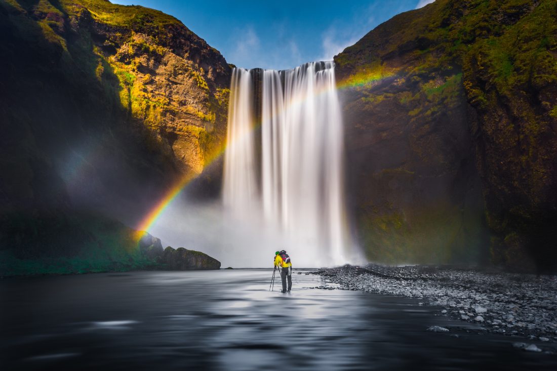 Free photo of Waterfall Rainbow Landscape