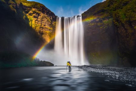Waterfall Rainbow Landscape Free Stock Photo