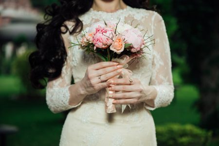 Wedding Bride with Flowers Free Stock Photo