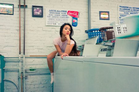 Woman in Laundrette Free Stock Photo