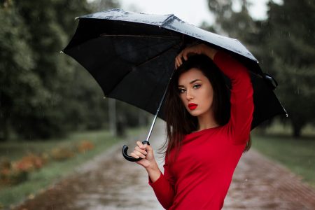Woman Holding Umbrella Free Stock Photo