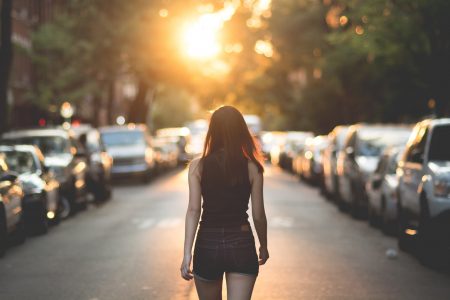 Woman Walking In City Free Stock Photo
