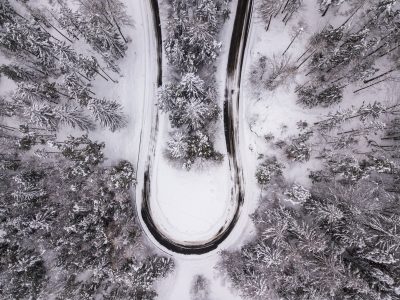Aerial Winter Road Free Stock Photo