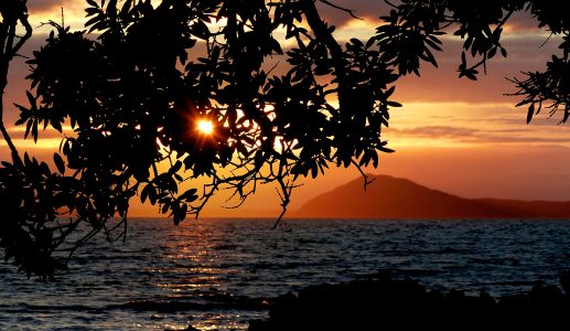 Ocean Sunset Silhouette Free Stock Photo