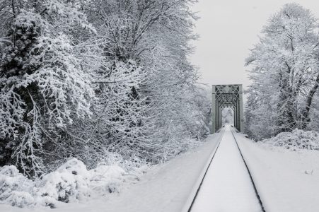 Snowy Train Tracks Free Stock Photo
