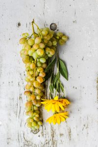 Flowers and Grapes Free Stock Photo