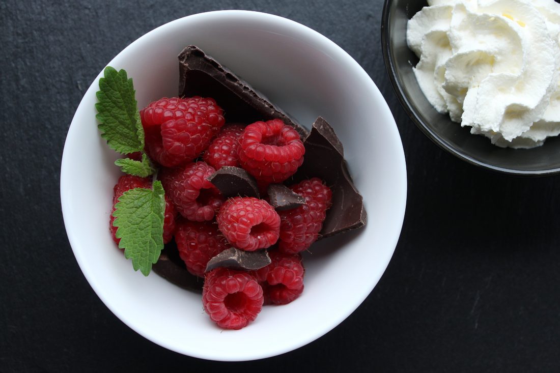 Free photo of Raspberries Chocolate Dessert